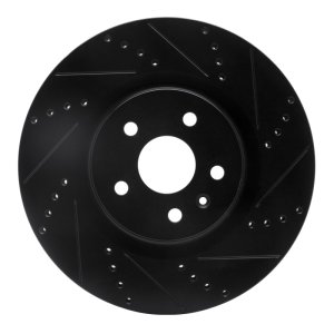 Buick Regal Brake Rotor (1) - Front Right - R1 Concepts - Drilled & Slotted - Black - `09-`17